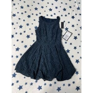 City Studio Navy Lace Fit & Flare Dress Juniors Size 9 New